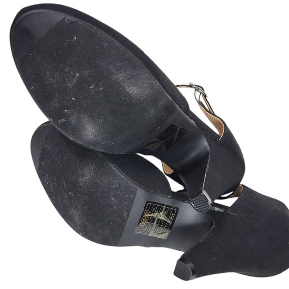 Modcloth T Strap Heels Black Pump Refreshed Zest Retro Ankle Strap Cutout Size 9 - Picture 7 of 16